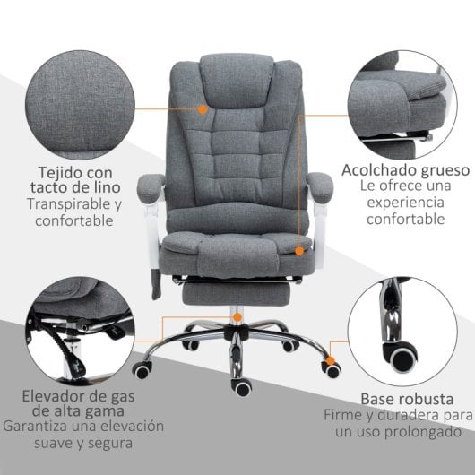Vinsetto Silla De Masaje Con 6 Puntos De Masaje 65x70x111-119 Cm Gris