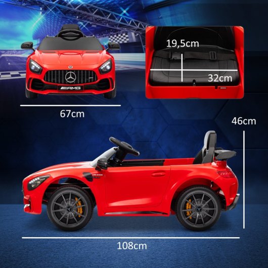 Aiyaplay Coche Eléctrico Para Niños De +3 Años Mercedes-Benz AMG GTR Rojo