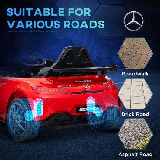 Aiyaplay Coche Eléctrico Para Niños De +3 Años Mercedes-Benz AMG GTR Rojo