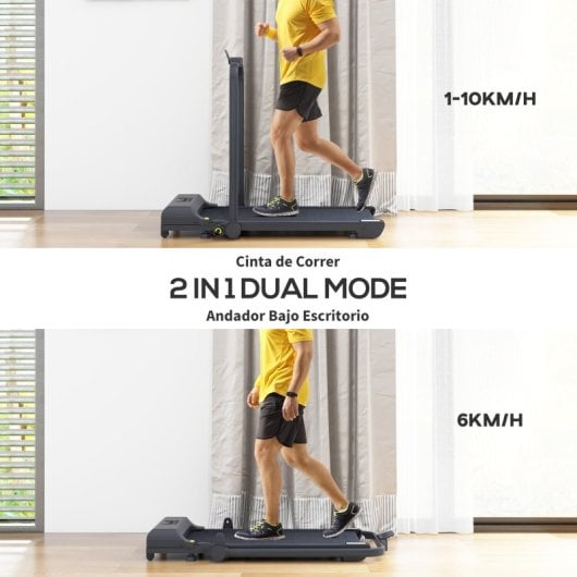 Homcom Cinta de Correr 2 en 1 Cinta de Andar Plegable 2.5HP Negra