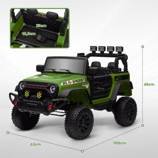 Aiyaplay Carro Elétrico Para Crianças De +3 Anos Com Bateria 12V Bluetooth Verde