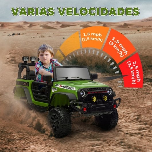 Aiyaplay Carro Elétrico Para Crianças De +3 Anos Com Bateria 12V Bluetooth Verde