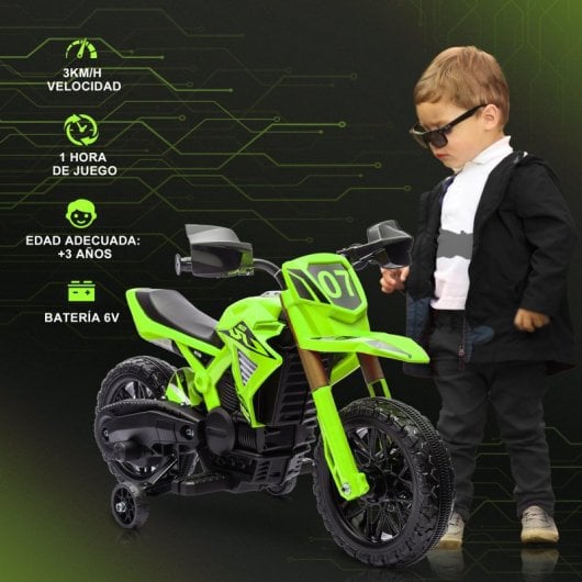 Aiyaplay Moto Eléctrica Para Niños De +3 Años Carga 30 Kg Verde
