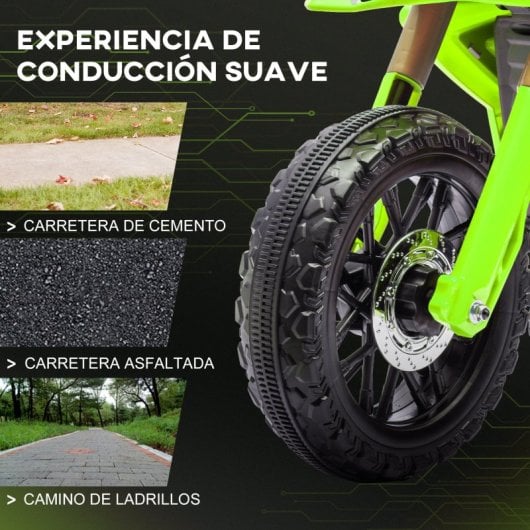 Aiyaplay Moto Eléctrica Para Niños De +3 Años Carga 30 Kg Verde