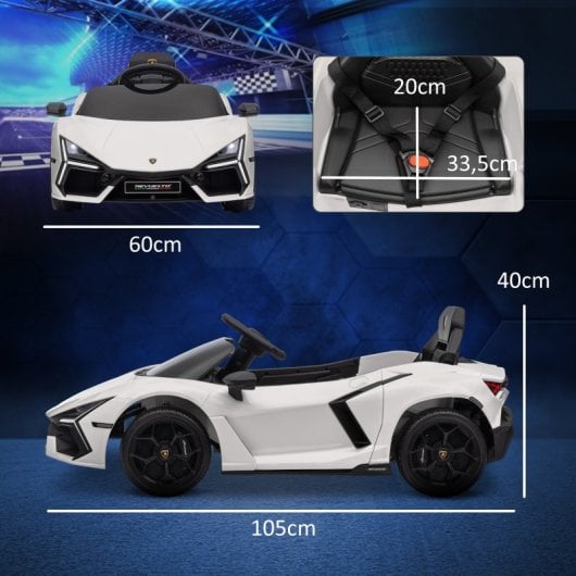 Aiyaplay Coche Eléctrico Para Niños De +3 Años Lamborghini Revuelto Blanco