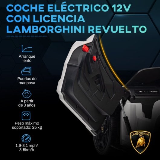 Aiyaplay Coche Eléctrico Para Niños De +3 Años Lamborghini Revuelto Blanco