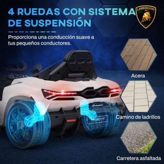 Aiyaplay Coche Eléctrico Para Niños De +3 Años Lamborghini Revuelto Blanco