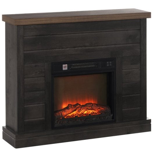 Homcom Chimenea Eléctrica 1800W con Efecto de Llama para Sala 30m2 Gris Oscuro