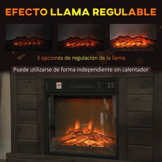Homcom Chimenea Eléctrica 1800W con Efecto de Llama para Sala 30m2 Gris Oscuro