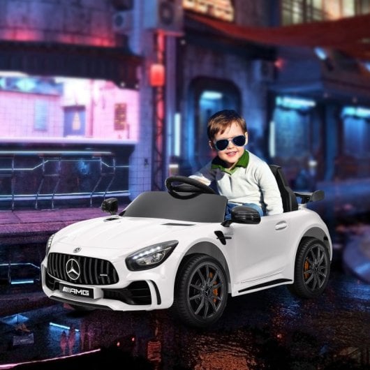 Aiyaplay Coche Eléctrico Para Niños De +3 Años Mercedes-Benz AMG GTR Blanco