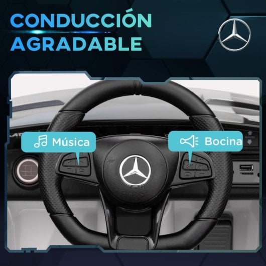 Aiyaplay Coche Eléctrico Para Niños De +3 Años Mercedes-Benz AMG GTR Blanco