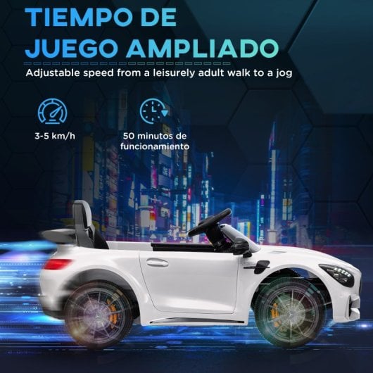 Aiyaplay Coche Eléctrico Para Niños De +3 Años Mercedes-Benz AMG GTR Blanco