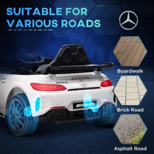 Aiyaplay Coche Eléctrico Para Niños De +3 Años Mercedes-Benz AMG GTR Blanco