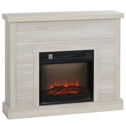 Homcom Chimenea Eléctrica 1800W con Efecto de Llama para Sala 30m2 Gris Claro