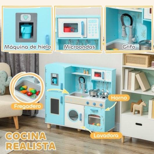 Aiyaplay Cocina de Juguete para Niños +3 Años con Luz y Sonido Azul