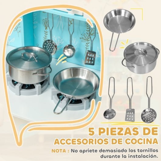 Aiyaplay Cocina de Juguete para Niños +3 Años con Luz y Sonido Azul