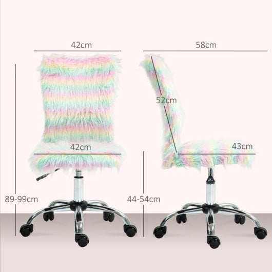 Homcom Silla De Oficina Sin Brazos Giratoria Con Altura Ajustable Multicolor