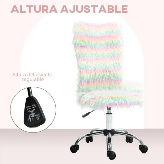Homcom Silla De Oficina Sin Brazos Giratoria Con Altura Ajustable Multicolor