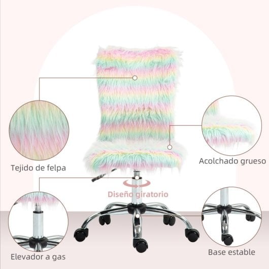 Homcom Silla De Oficina Sin Brazos Giratoria Con Altura Ajustable Multicolor