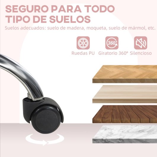 Homcom Silla De Oficina Sin Brazos Giratoria Con Altura Ajustable Multicolor