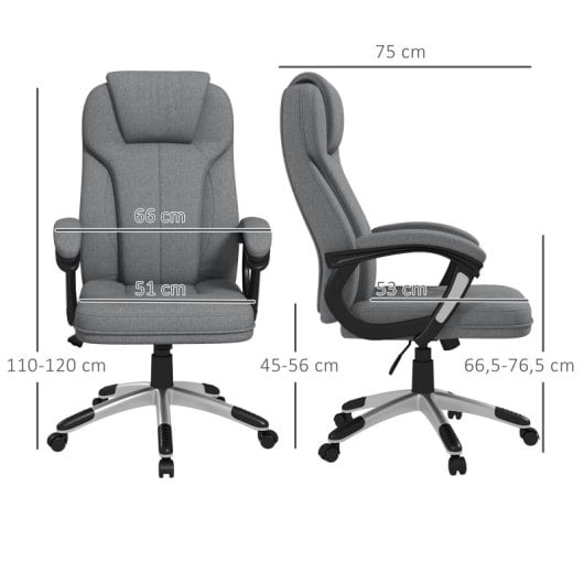 Vinsetto Silla De Oficina Giratoria Con Altura Ajustable 66x75x110-120 Cm Gris