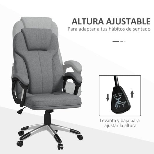 Vinsetto Silla De Oficina Giratoria Con Altura Ajustable 66x75x110-120 Cm Gris