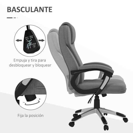 Vinsetto Silla De Oficina Giratoria Con Altura Ajustable 66x75x110-120 Cm Gris