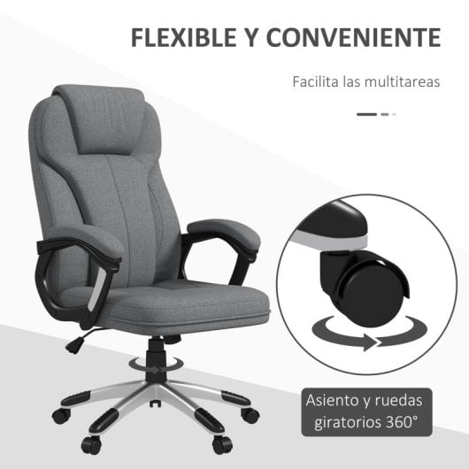 Vinsetto Silla De Oficina Giratoria Con Altura Ajustable 66x75x110-120 Cm Gris
