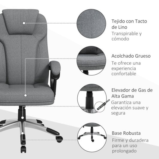 Vinsetto Silla De Oficina Giratoria Con Altura Ajustable 66x75x110-120 Cm Gris