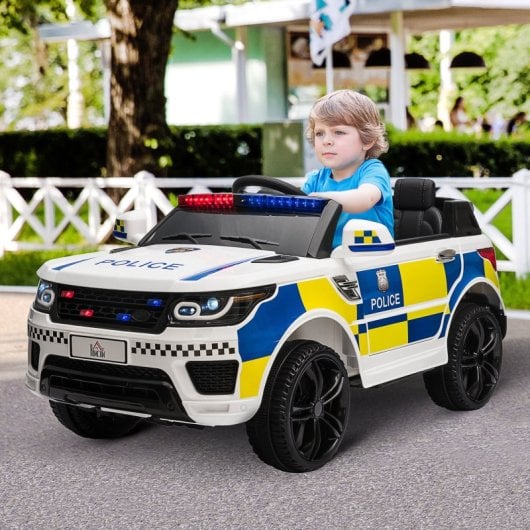 Homcom Coche Eléctrico para Niños de Policía de +3 Años con Mando a Distancia