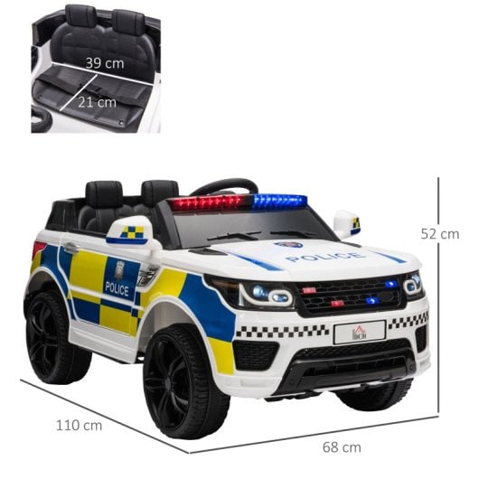 Homcom Coche Eléctrico para Niños de Policía de +3 Años con Mando a Distancia