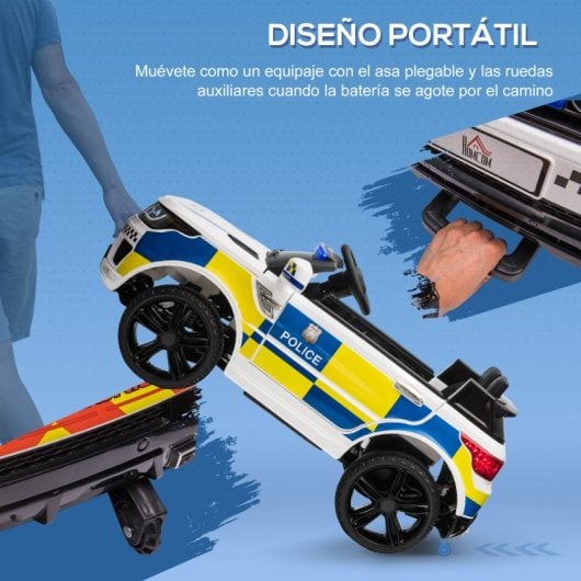 Homcom Coche Eléctrico para Niños de Policía de +3 Años con Mando a Distancia