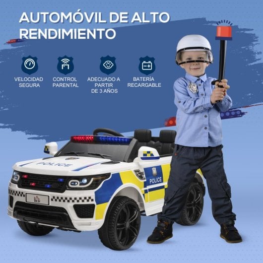 Homcom Coche Eléctrico para Niños de Policía de +3 Años con Mando a Distancia
