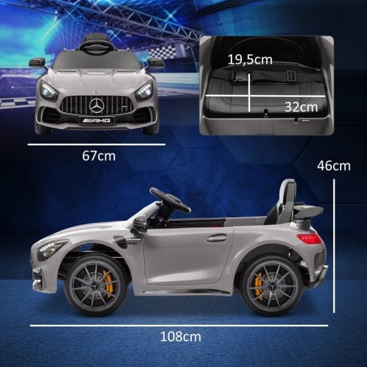 Aiyaplay Coche Eléctrico Para Niños De +3 Años Mercedes-Benz AMG GTR Plata