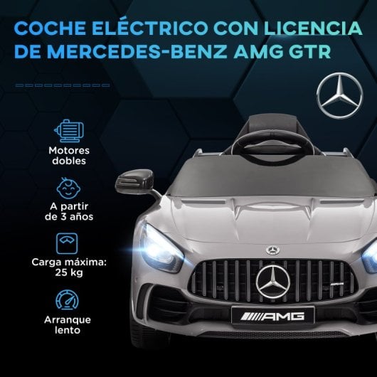 Aiyaplay Coche Eléctrico Para Niños De +3 Años Mercedes-Benz AMG GTR Plata