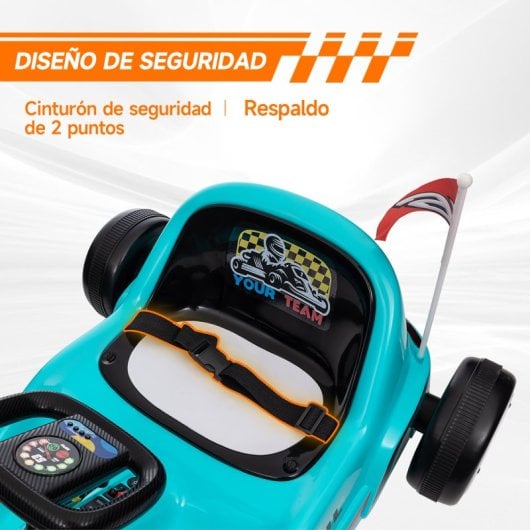 Aiyaplay Kart Eléctrico Para Niños De +3 Años Con Música Luz Carga 50 Kg Azul