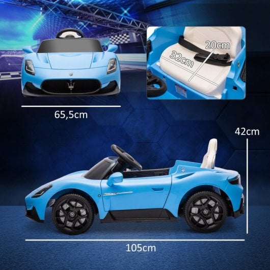 Aiyaplay Coche Eléctrico Para Niños De +3 Años Con Licencia Maserati Mc20 Azul