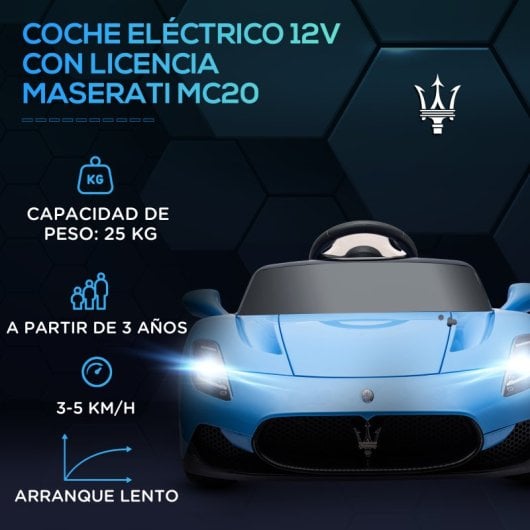 Aiyaplay Coche Eléctrico Para Niños De +3 Años Con Licencia Maserati Mc20 Azul