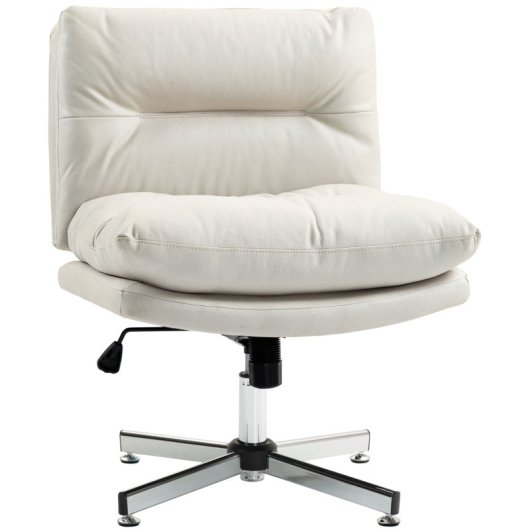 Homcom Silla De Escritorio Sin Brazos Con Altura Ajustable Base Cruzada Gris