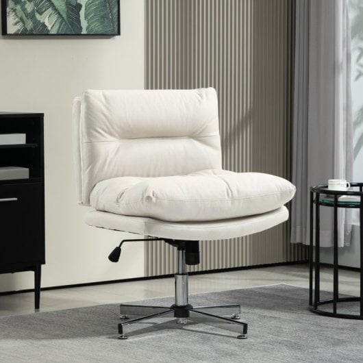 Homcom Silla De Escritorio Sin Brazos Con Altura Ajustable Base Cruzada Gris
