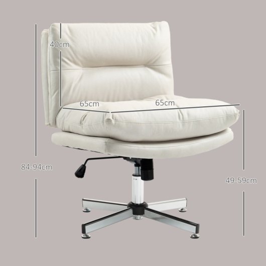 Homcom Silla De Escritorio Sin Brazos Con Altura Ajustable Base Cruzada Gris