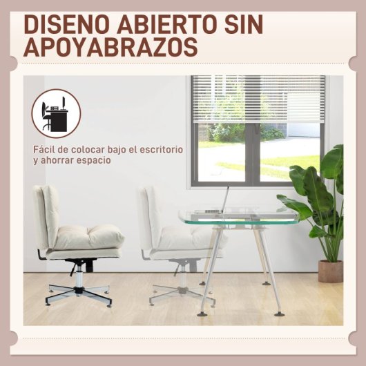 Homcom Silla De Escritorio Sin Brazos Con Altura Ajustable Base Cruzada Gris