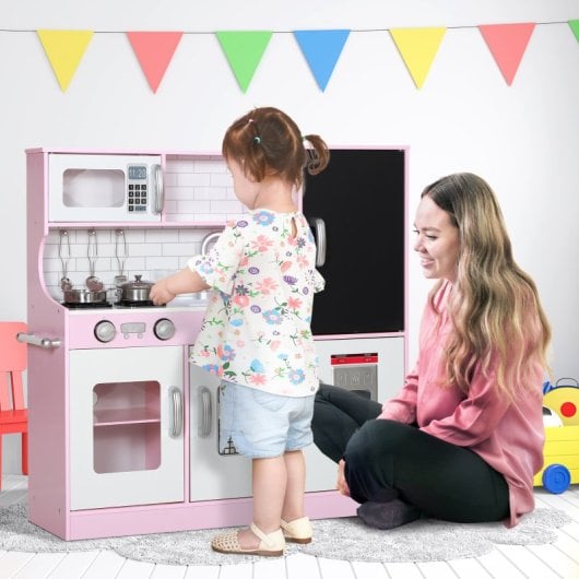 Aiyaplay Cocina de Juguete para Niños de +3 Años 83.8x26.8x81cm Rosa