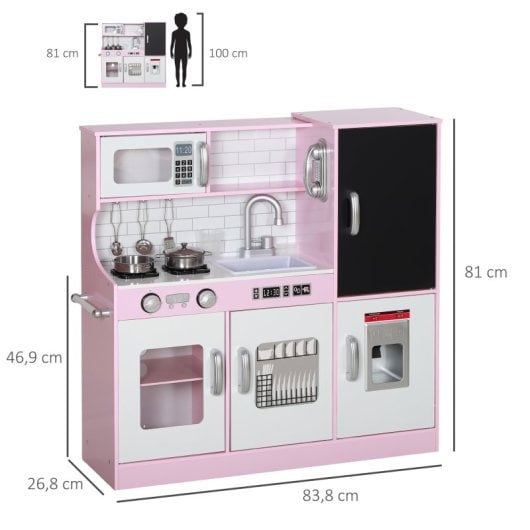 Aiyaplay Cocina de Juguete para Niños de +3 Años 83.8x26.8x81cm Rosa