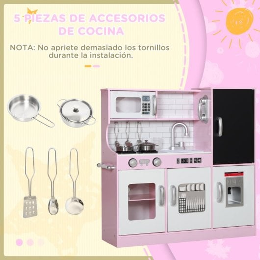 Aiyaplay Cocina de Juguete para Niños de +3 Años 83.8x26.8x81cm Rosa