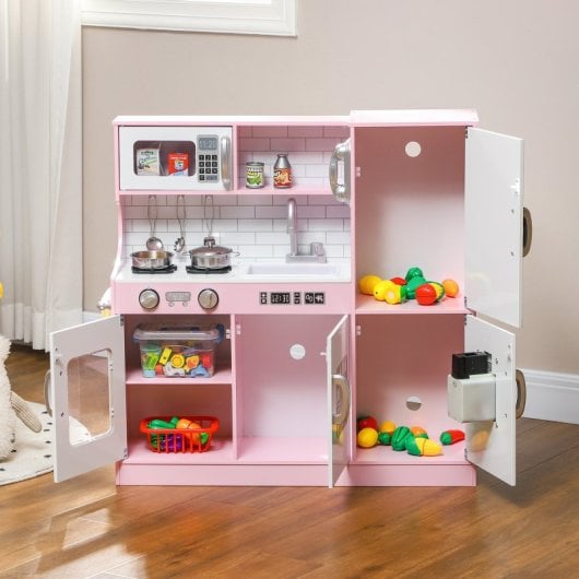 Aiyaplay Cocina de Juguete para Niños de +3 Años 83.8x26.8x81cm Rosa
