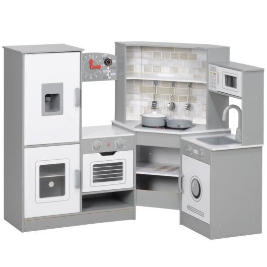 Aiyaplay Cocina de Juguete para Niños +3 Años con Luz y Sonido Gris