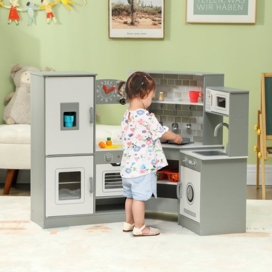 Aiyaplay Cocina de Juguete para Niños +3 Años con Luz y Sonido Gris