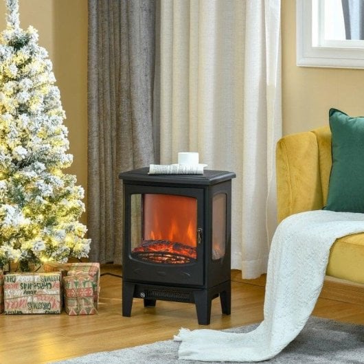 Lareira Elétrica Homcom 820-222V90BK 1800W de Chão 3 Lados Vidro Preta