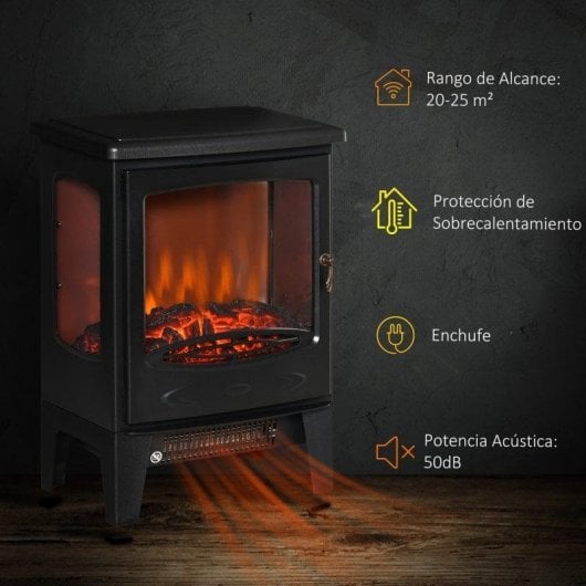 Lareira Elétrica Homcom 820-222V90BK 1800W de Chão 3 Lados Vidro Preta